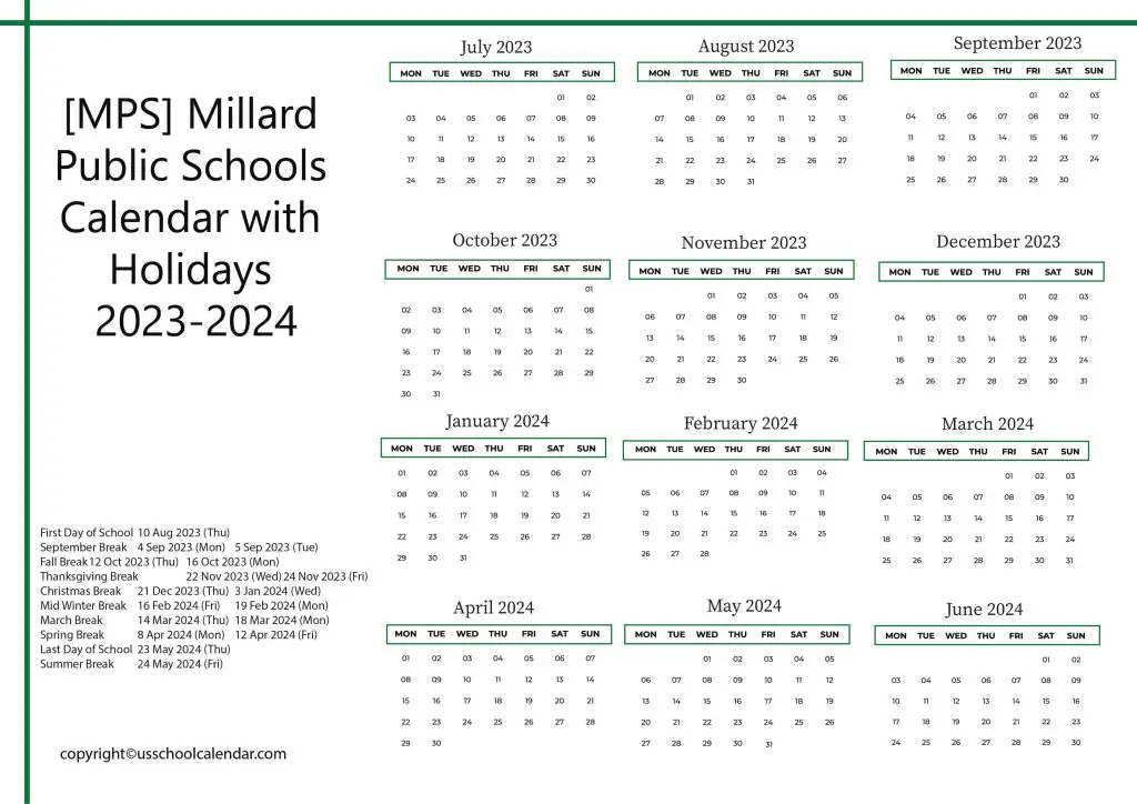 MPS Public School Calendar