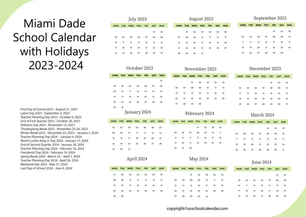 Miami Dade County Public Schools Calendar