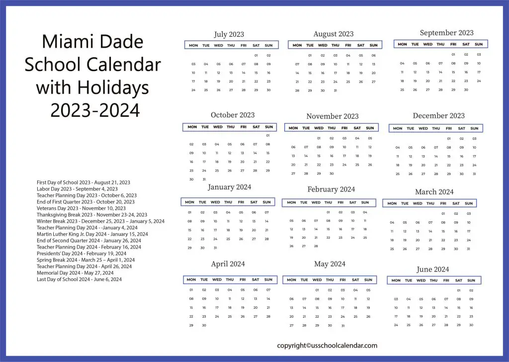 Miami Dade School Calendar