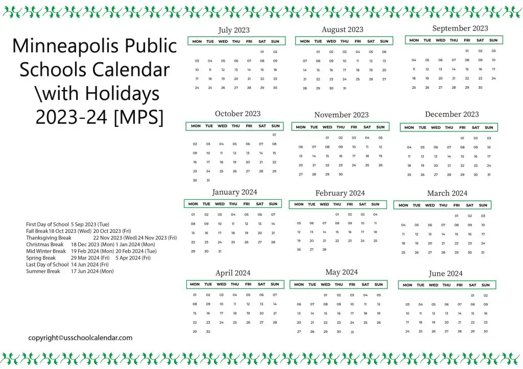 Minneapolis Public Schools Calendar