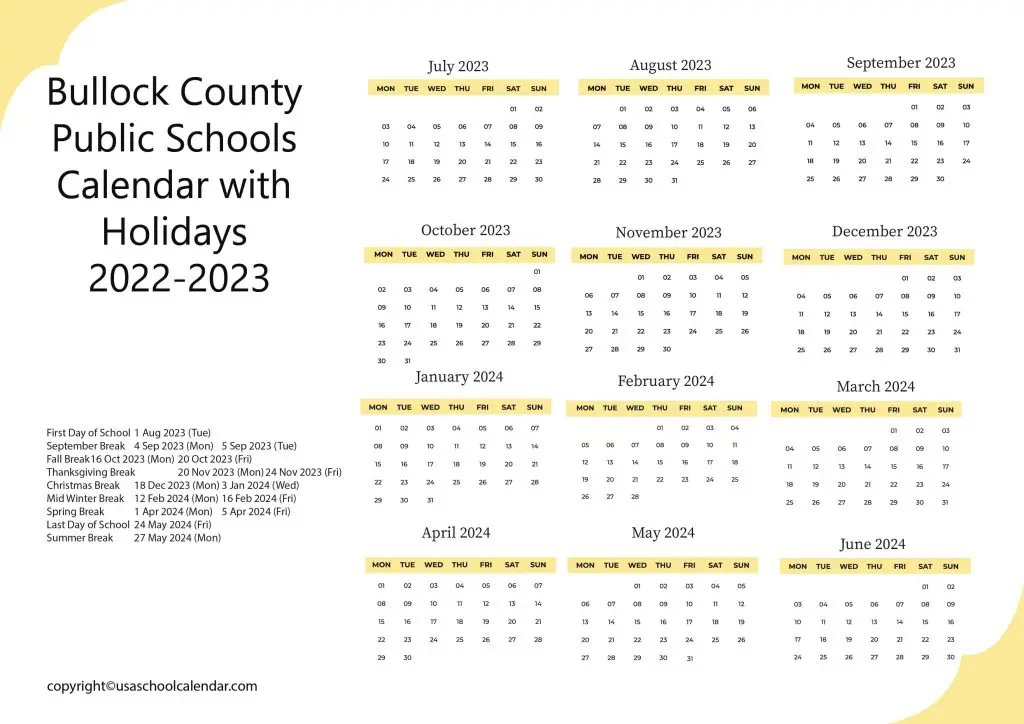 bullock county schools calendar