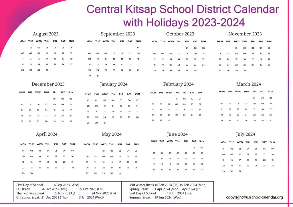 Central Kitsap School District Calendar