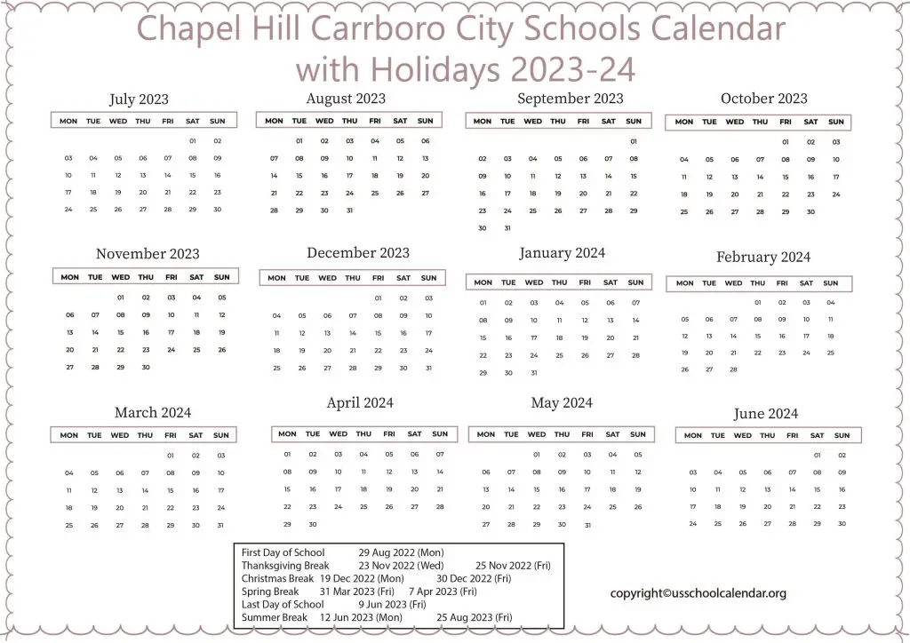 Chapel Hill Carrboro City Schools Calendar