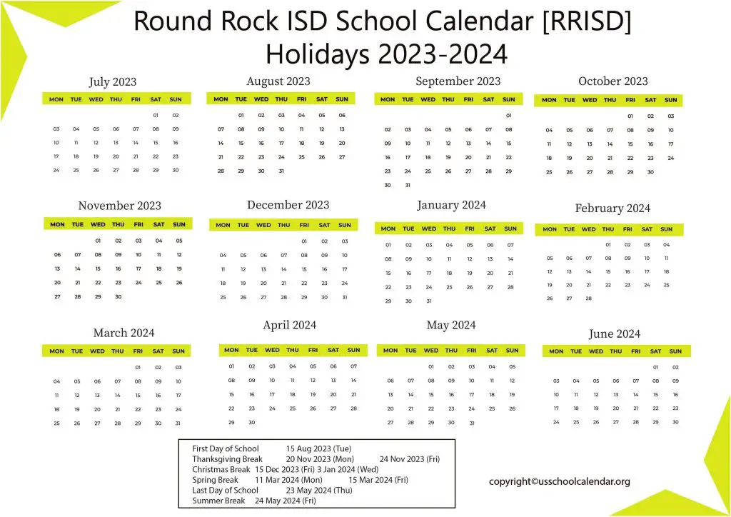 Round Rock ISD School Calendar [RRISD]