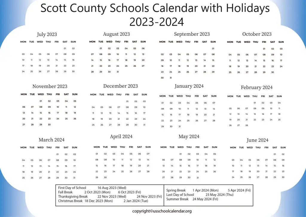 Scott County Schools Calendar