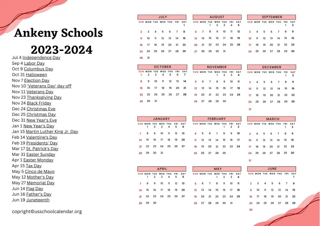 Ankeny Community Schools Calendar