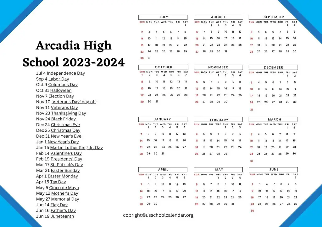 Arcadia Public Schools Calendar