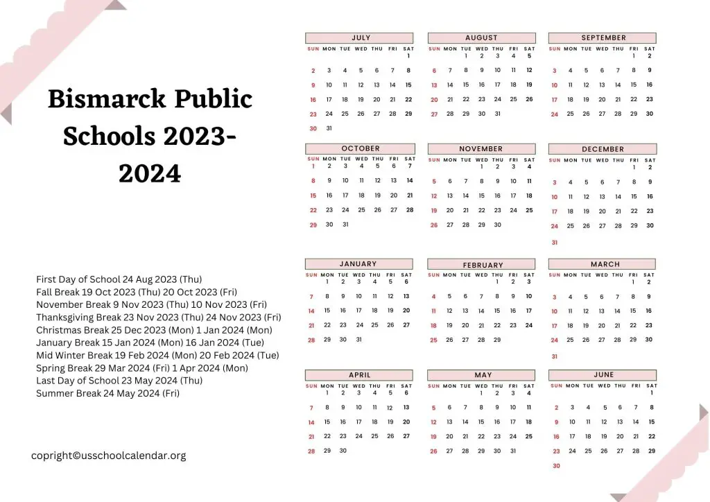 Bismarck Public Schools Calendar