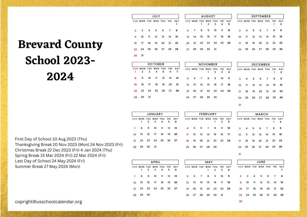 Brevard County School Calendar