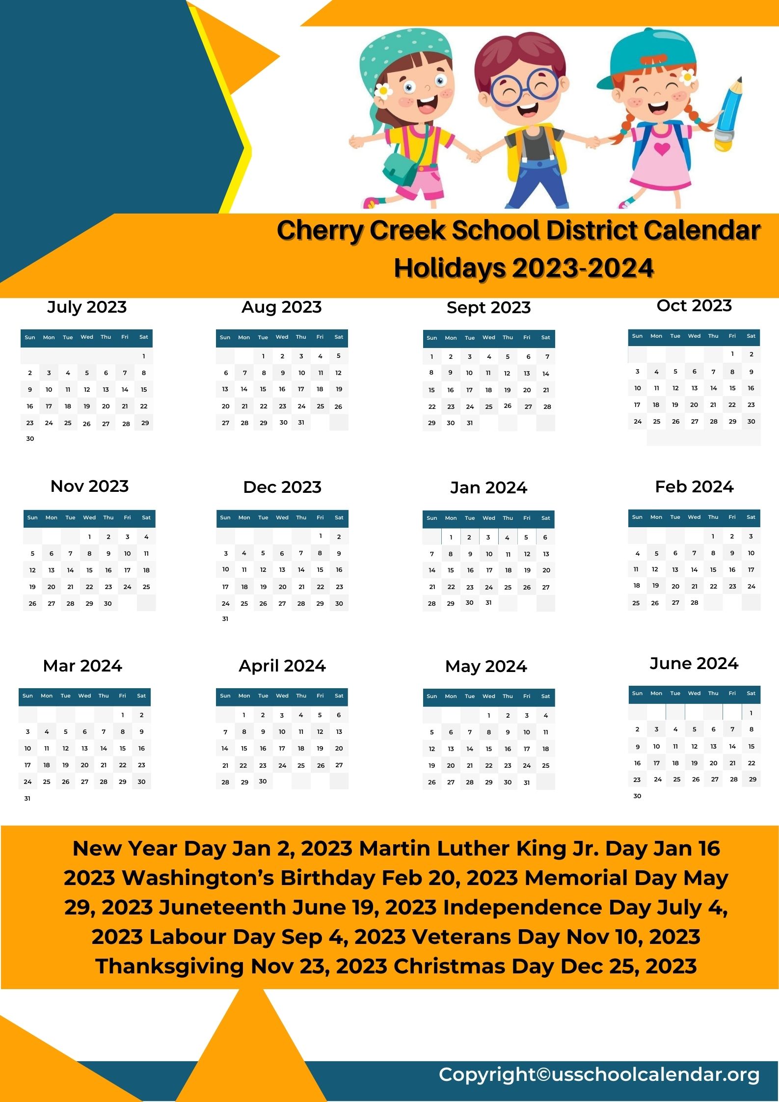 Cherry Creek School District School Year Calendar US School Calendar