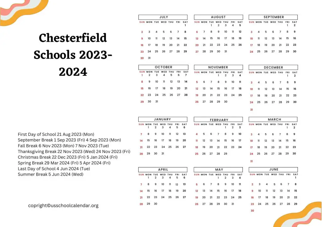 Chesterfield County School District Holiday Schedule