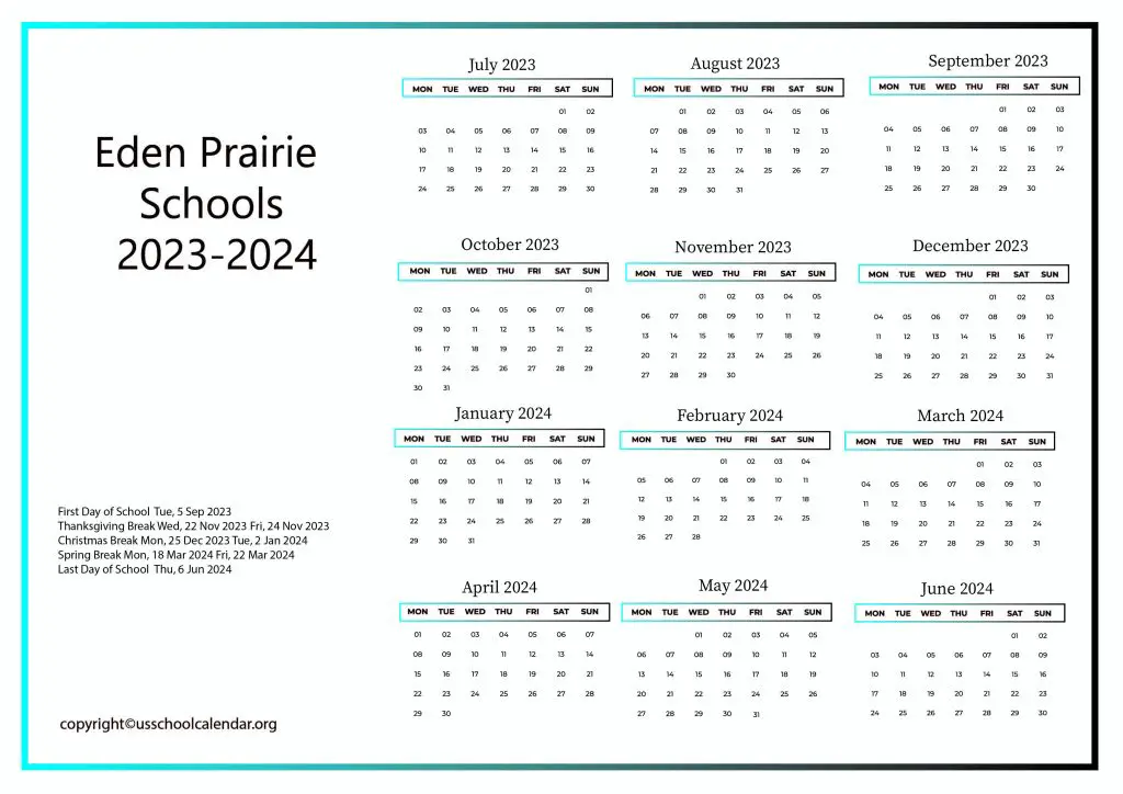 Eden Prairie Schools Calendar