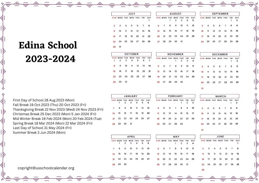 Edina Public Schools Calendar