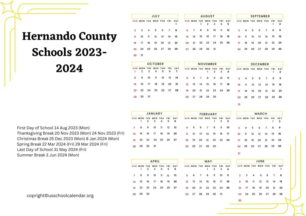 Hernando County Schools Calendar