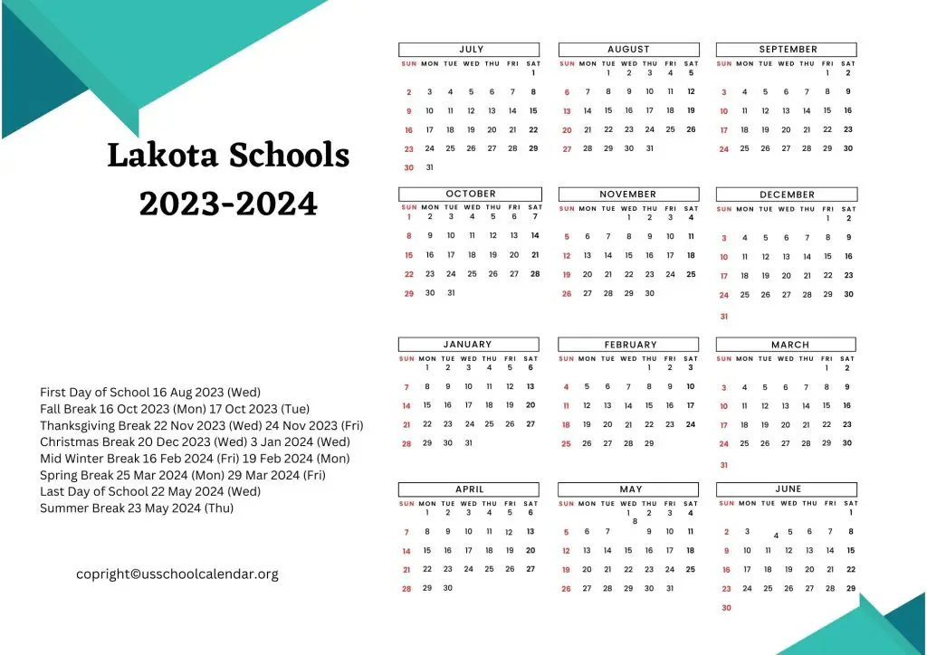 Lakota Schools Calendar