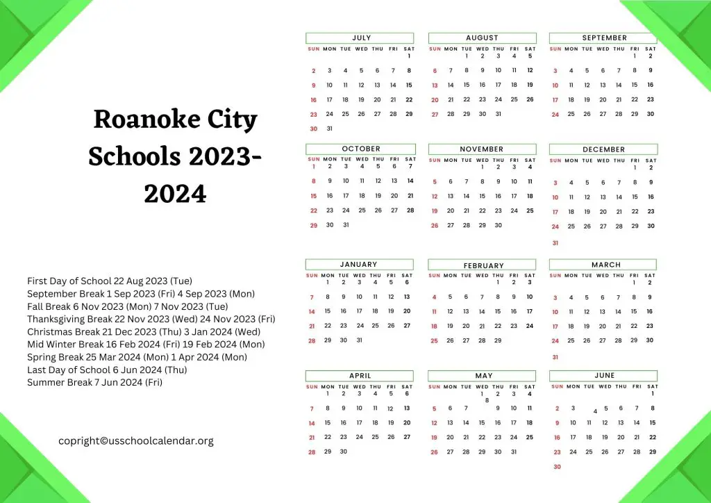 Roanoke City Schools Holiday Calendar