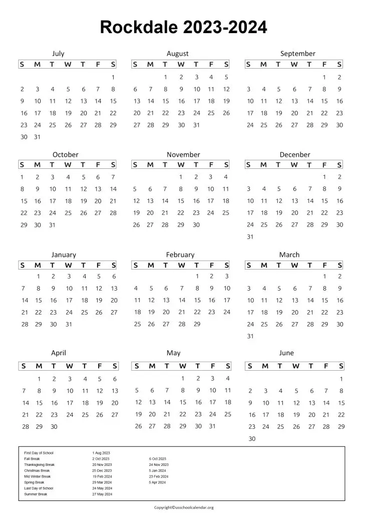 Rockdale County Schools Calendar