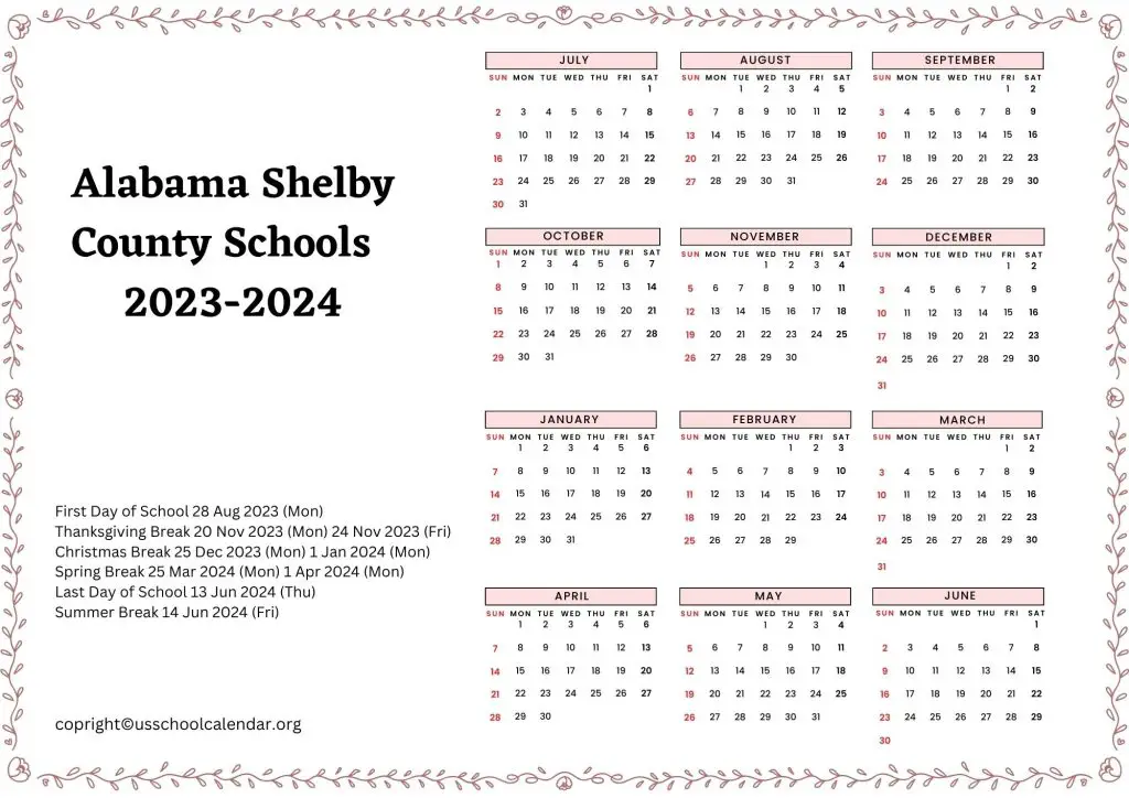 Shelby County Schools Academic Calendar