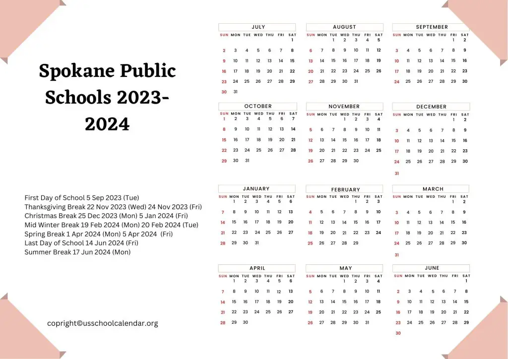 Spokane Public Schools Holiday Calendar