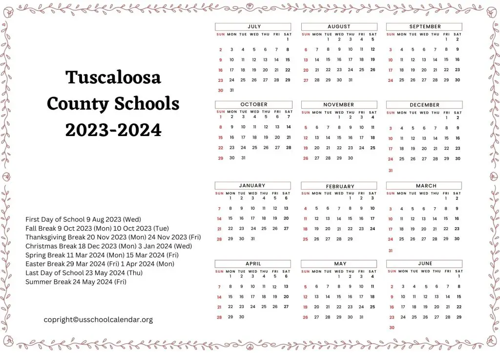 TCSS Calendar [Tuscaloosa County Schools]