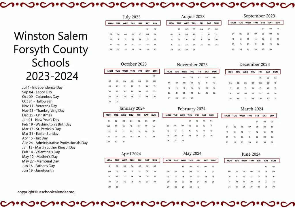 Winston Salem Forsyth County Schools Calendar