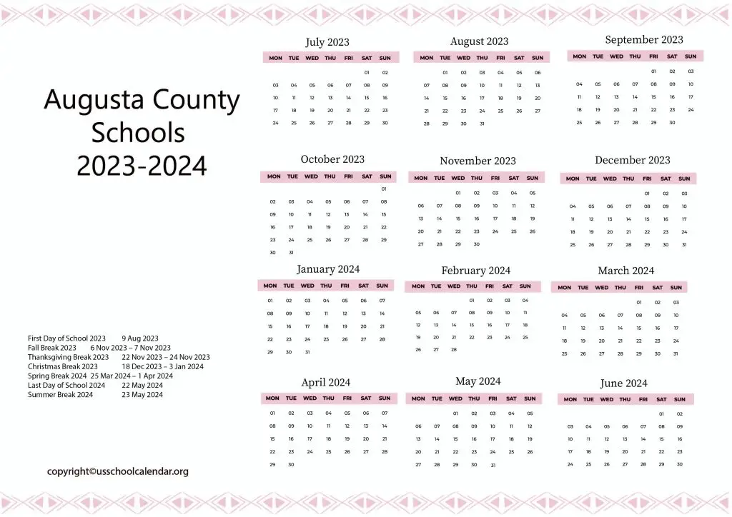 Augusta County Public Schools Calendar