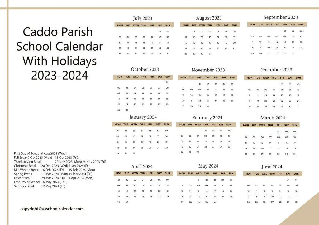 Caddo Parish Schools Calendar