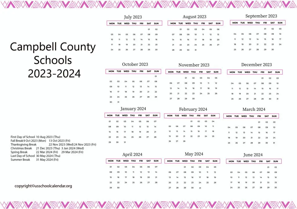 Campbell County School District Calendar