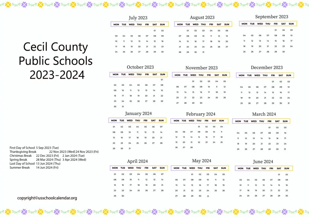 Cecil County Public Schools Calendar