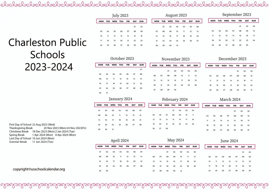 Charleston County Public Schools Calendar