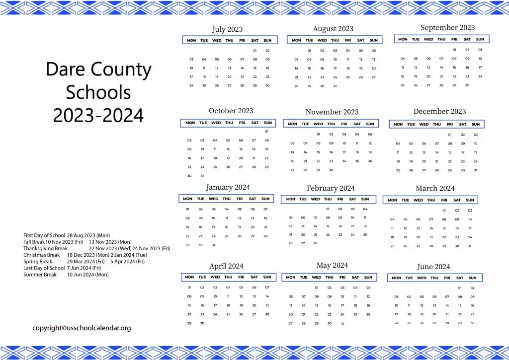 Dare County Schools Calendar