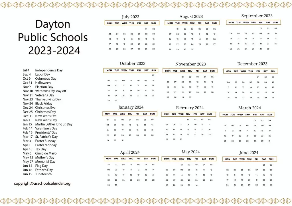 Dayton Public Schools Calendar