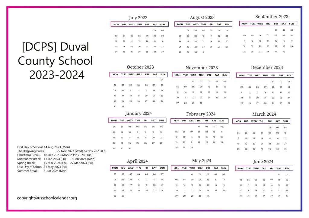 Duval County Public Schools Calendar