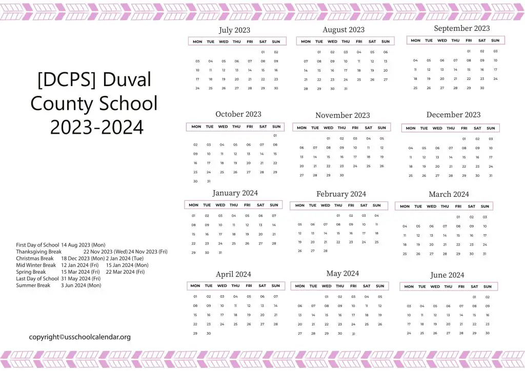 Duval County School Calendar