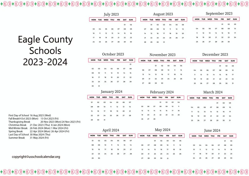 Eagle County School District Calendar