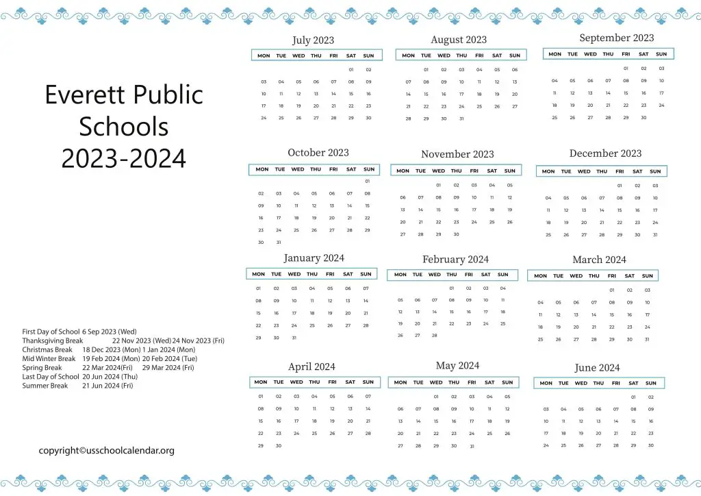 Everett Public Schools Calendar