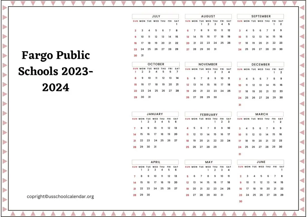 Fargo Public Schools District Calendar