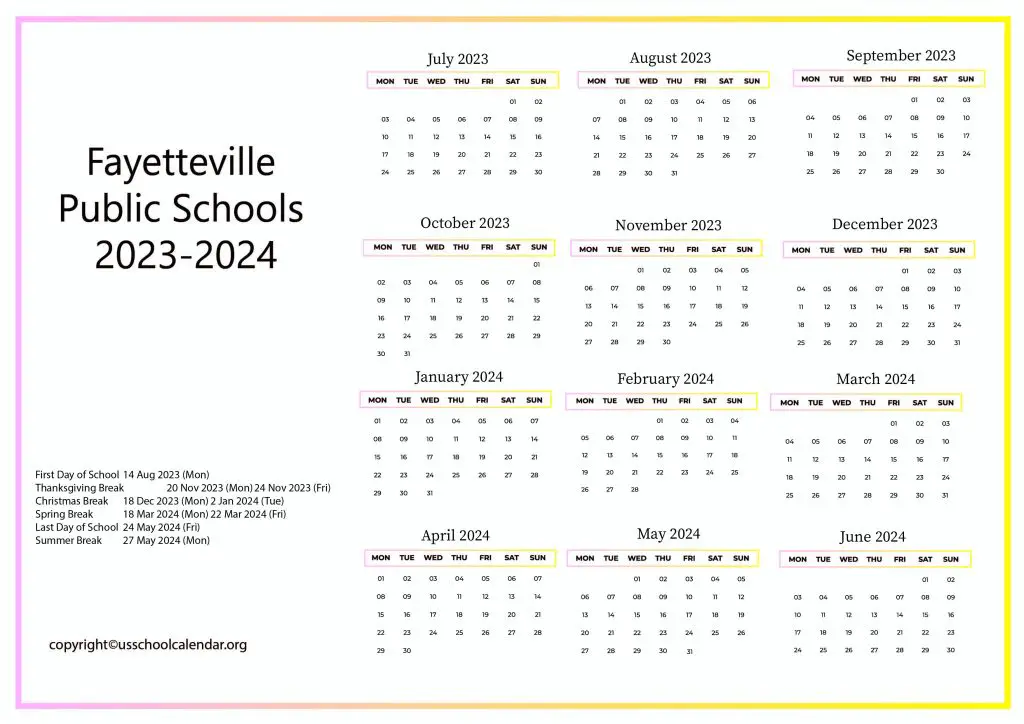 Fayetteville Public Schools Calendar