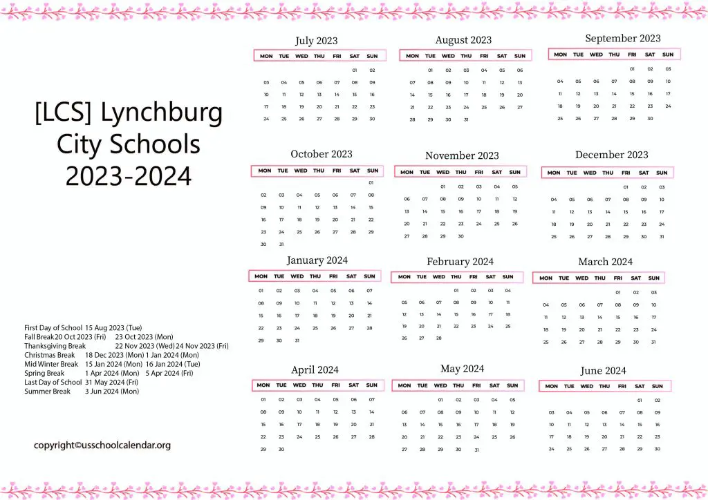 Lynchburg Schools Calendar