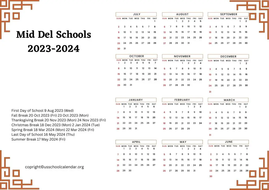 Mid Del School System Calendar