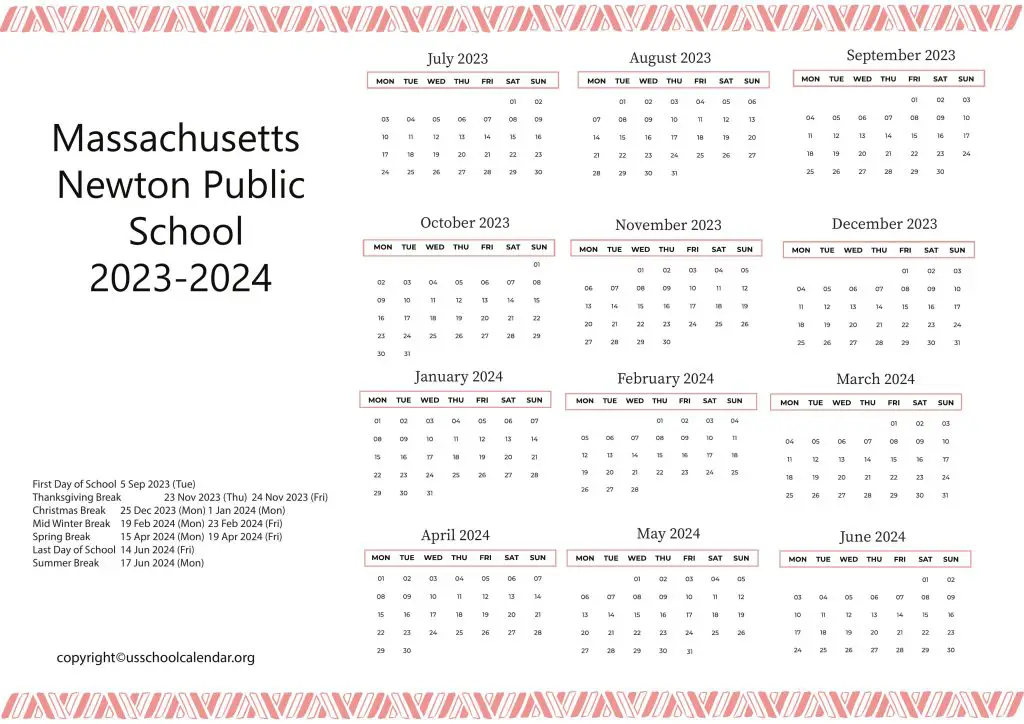 Newton Public Schools Calendar