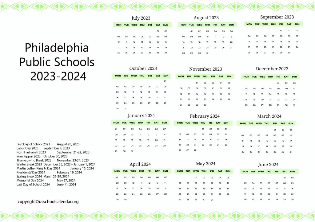 Philadelphia Public Schools Calendar