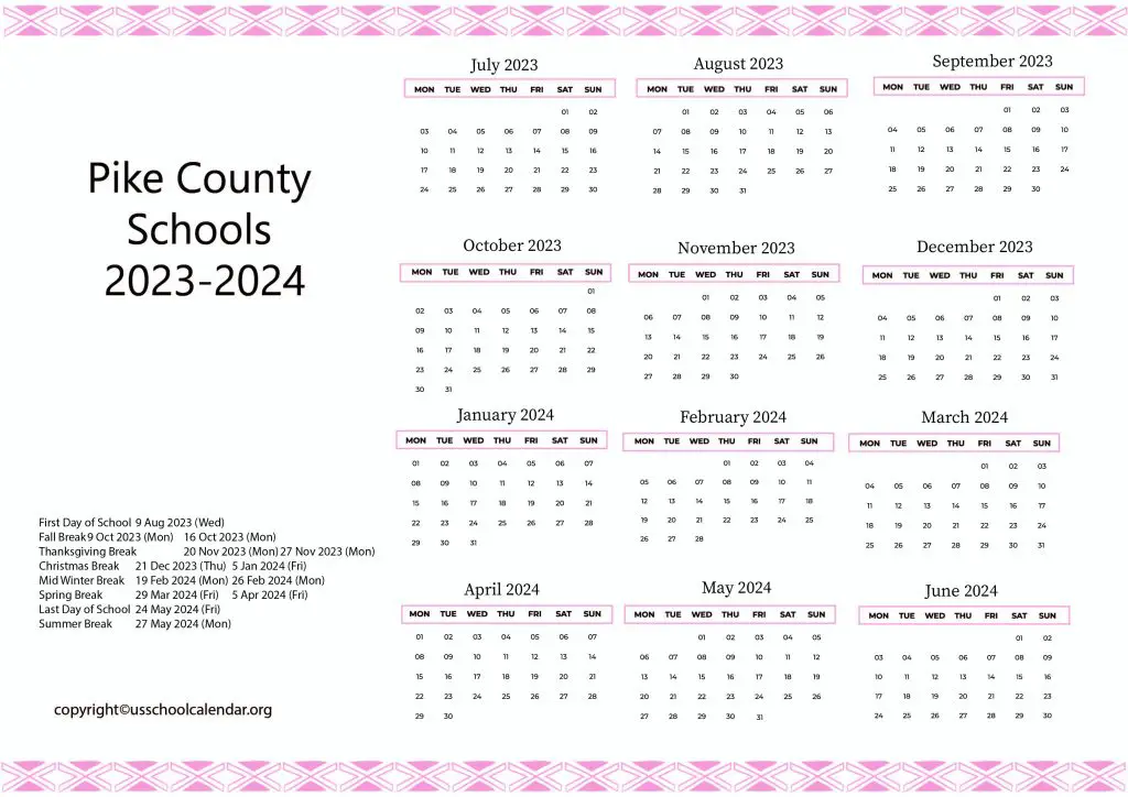 Pike County Schools Calendar