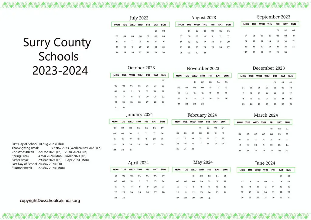 Surry County Schools Calendar