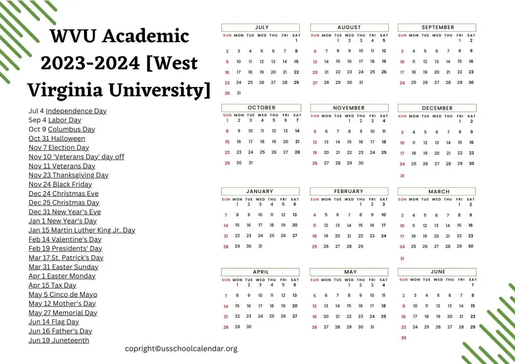 West Virginia University Academic Calendar [WVU]