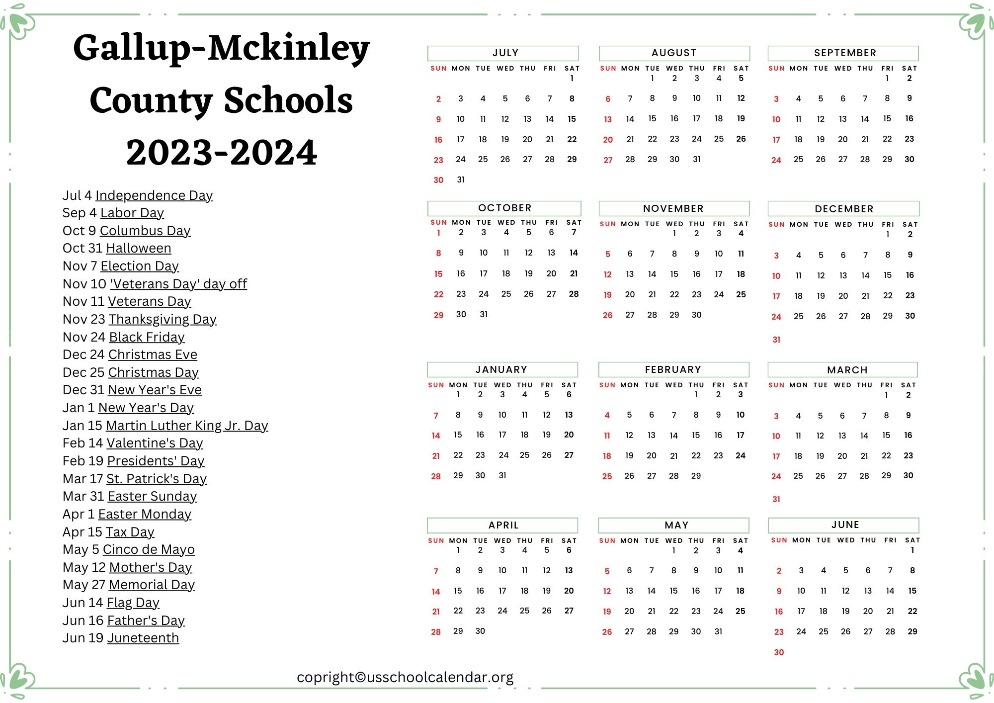 Gallup Mckinley County School Holiday Calendar US School Calendar Gallup Mckinley County School Holiday Calendar US School Calendar